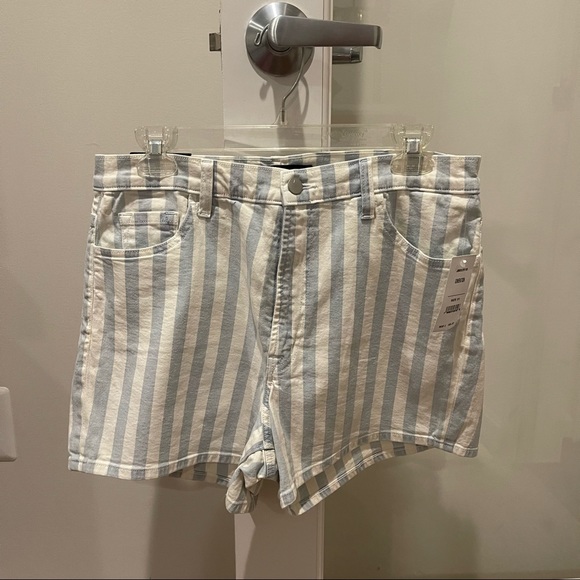 NWT J Brand Jules White/Blue Stripe High Rise Denim Shorts